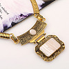 Alloy Rectangle Pendant Necklace & Flat Round Dangle Earring Sets FS-WG0E2DC-02-2