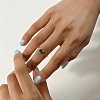 304 Stainless Steel Pave Single Cubic Zirconia Cuff Rings for Women SA-CBAABBA-08A-G-1