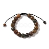 10mm Round Natural Polychrome Jasper/Picasso Stone/Picasso Jasper Braided Bead Bracelets BJEW-C067-01C-19-2