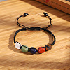 Natural Quartz Crystal & Green Aventurine & Lapis Lazuli & Tiger Eye & Red Jasper Cuboid Beaded Braided Bead Bracelets FS-WGE3E5A-02-1