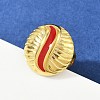 Flat Round 304 Stainless Steel Enamel Finger Rings for Women RJEW-G355-07G-02-1