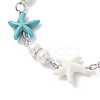 Synthetic Turquoise Starfish Link Bracelets for Women BJEW-JB12469-03-3