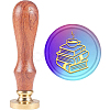 Brass Wax Seal Stamp with Handle AJEW-WH0184-1025-1