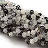 Natural Gemstone Black Rutilated Quartz Round Beads Strands G-E251-30-8mm-1