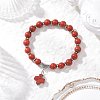 Natural Red Jasper Cross Charm Bracelets BJEW-JB12259-02-1
