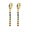 Brass Pave Cubic Zirconia Hoop Dangle Earrings KK-CBAD9DF-02G-B-2