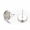 Silver Color Plated Brass Earring Settings X-IFIN-Q006-S-NF-2
