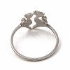 Non-Tarnish 304 Stainless Steel Double Cat Finger Ring for Women RJEW-K239-04P-3