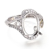 Adjustable Brass Micro Pave Clear Cubic Zirconia Solitaire Ring Settings ZIRC-I049-10P-1