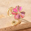 Brass Micro Pave Cubic Zirconia Enamel Cuff Open Rings RJEW-Z145-02G-3
