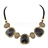 Exaggerated Alloy Glass Trapezoid Oval Statement Bib Necklaces for Women WG667FB-01-3