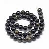 Natural Golden Sheen Obsidian Beads Strands G-R446-6mm-22-2