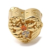Heart Rack Plating Brass Micro Pave Cubic Zirconia European Beads KK-G511-02B-G-1