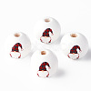 Painted Natural Wood Round Beads X1-WOOD-N006-180C-1