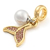 Rack Plating Alloy Pave Rhinestone Fishtail European Dangle Charms FIND-B034-22G-01-2