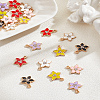 24Pcs 6 Colors Flower Alloy Enamel Pendants ENAM-LP0001-54-1