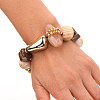 Exaggerated Glass & Wood & Resin & CCB Plastic Beaded Stretch Bracelets for Women WG71D73-01-5