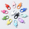 12Pcs 12 Colors Spary Painted Zinc Alloy Flower Lobster Claw Clasps PALLOY-WR0001-10-5