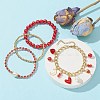 4Pcs 4 Style Glass & Shell Pearl Beaded Stretch Bracelets Set BJEW-TA00289-6