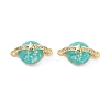 Brass Micro Pave Clear Cubic Zirconia Planet Connector Charms KK-B129-28G-02-1