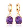 Real 18K Gold Plated Hot Trends Oval Brass Rhinestone Dangle Hoop Earrings EJEW-EE0001-122F-1