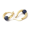 Natural Sodalite Round Beaded Hoop Earrings EJEW-A099-03G-06-3