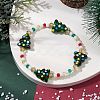 Round & Christmas Tree Glass Beaded Stretch Bracelets for Women X1-BJEW-TA00503-2