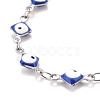 Enamel Rhombus with Evil Eye Link Chains Bracelet BJEW-P271-03P-03-2