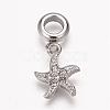 304 Stainless Steel Rhinestone European Dangle Charms OPDL-K001-18AS-1