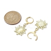 Golden Alloy Sun Shape Dangle Leverback Earrings with Cat Eye EJEW-JE05587-02-3