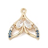 Brass Pave Light Sky Blue and Clear Cubic Zirconia Sea Animal Connector Charms KK-M326-07C-G-1