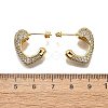 Brass Micro Pave Clear Cubic Zirconia Stud Earrings for Women EJEW-U056-01A-G-5