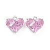 Brass Glass Heart Charms KK-E068-VC106-2