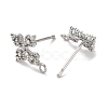 Flower Brass Micro Pave Cubic Zirconia Stud Earring Findings LS-KK-U042-19P-2