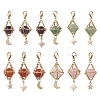 Natural Gemstone Brass Pendant Decorations HJEW-JM01817-1