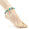 Heart & Tortoise Synthetic Turquoise Beaded Anklet AJEW-AN00459-02-3