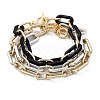 Spray Painted CCB Plastic & Aluminum Paperclip Chain Bracelets Sets BJEW-JB05432-1