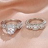 Brass Micro Pave Cubic Zirconia Finger Rings FS-WG54D45-02-2