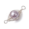 Copper Wire Wrapped Shell Pearl Connector Charms PALLOY-JF03114-6