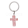 Synthetic Cherry Quartz Glass Keychains KEYC-JKC00729-01-1