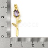 Rose Flower for Valentine's Day Golden Rack Plating Brass Micro Pave Cubic Zirconia Pendants KK-R153-01A-G-3