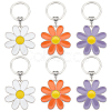 6Pcs 3 Colors Daisy Alloy Enamel Pendant Keychain KEYC-HY0001-18-1