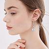 Pearl Earrings with Cubic Zirconia White Freshwater Shell Pearl Dangle Hook Earrings Stud Round Ball Drop Hoop Earrings Brass Jewelry Gift for Women JE1097A-6