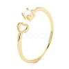 Rack Plating Brass Micro Pave Clear Cubic Zirconia Cuff Rings RJEW-C043-08G-1