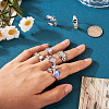 7Pcs 7 Style Rhinestone Heart & Star & Half Round Open Cuff Rings Set with Cat Eye Beaded RJEW-TA0001-03-5
