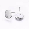 Flat Plate 201 Stainless Steel Stud Earring Findings STAS-I095-04P-A-2