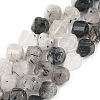 Natural Tourmalinated Quartz/Black Rutilated Quartz Beads Strands G-C267-B02-2