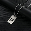 Rectangle with Hollow Out Letter 201 Stainless Steel Pendant Necklaces FS-WG34D20-03-1