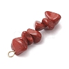 Gradient Color Natural Rhodonite & Natural Red Jasper & Natural Strawberry Quartz Chip Beaded Pendants PALLOY-JF02795-06-5