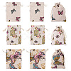 15Pcs 3 Styles Butterfly Printed Polycotton(Polyester Cotton) Packing Pouches Drawstring Bags ABAG-TA0002-14-3